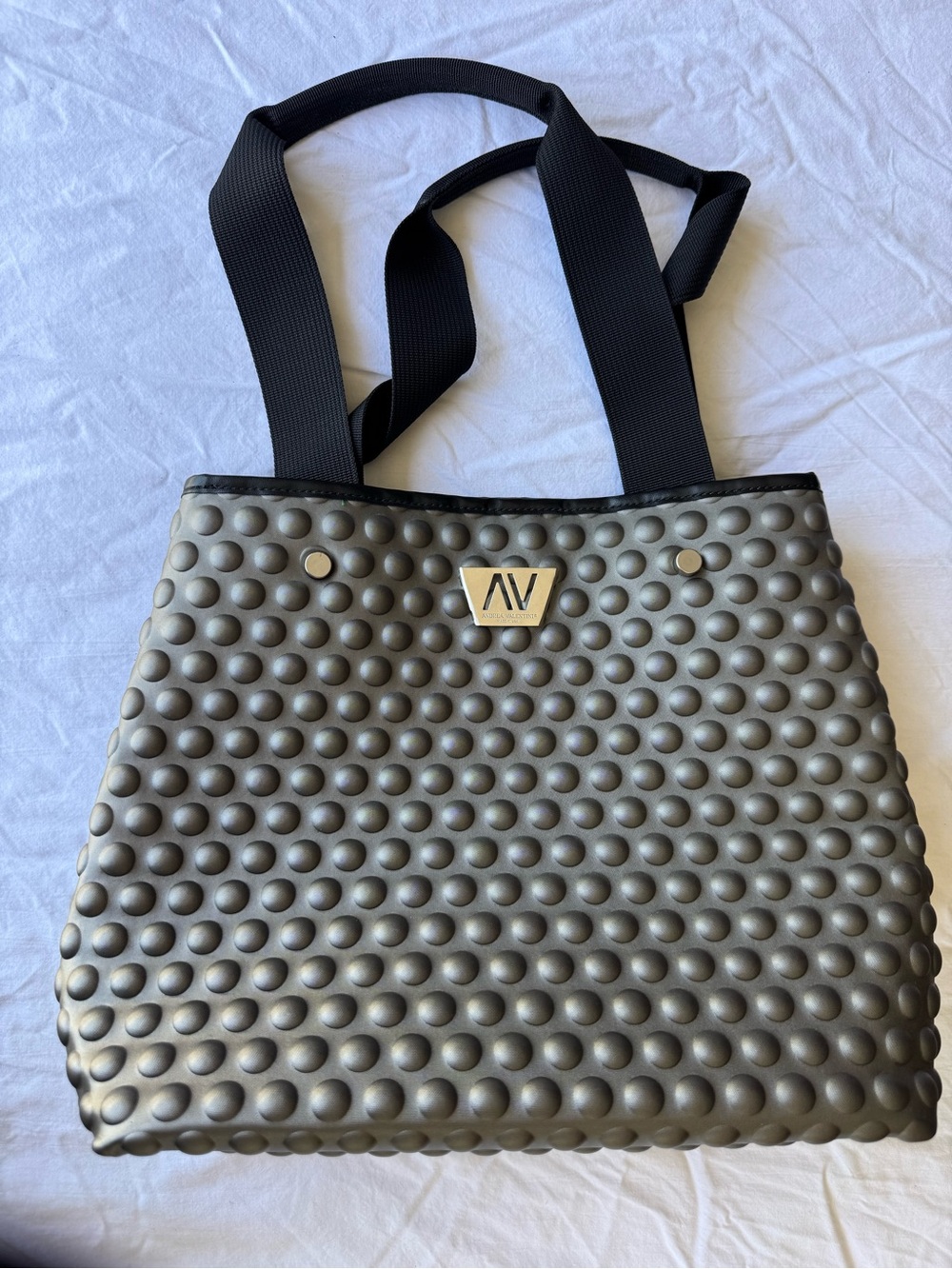 Andrea valentini Textured Bubble Tote Bag in Olive Gray